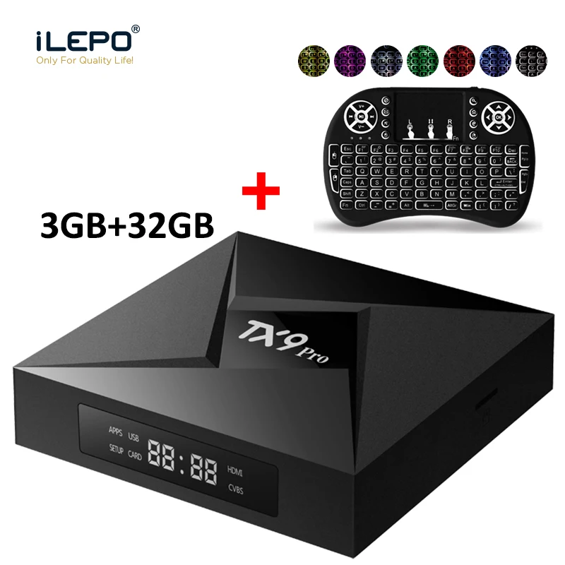

iLEPO TX9 PRO Android 7.1 Smart TV Box Amlogic S912W Quad Core 3GB 32GB Support 2.4+5.8GHz WiFi 1000M LAN BT4.1 KD17.3 4K H.265