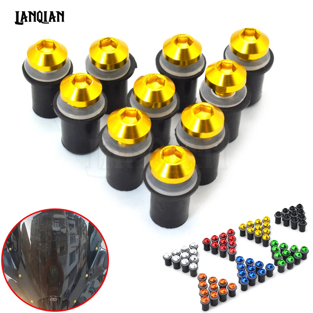 

10PCS Fairing Wind Screen Screw Bolt Kit Windshield Mounting Nut bolt For SUZUKI GSXR 600 750 1000 GSX 250R SV650A GSX-S 1000