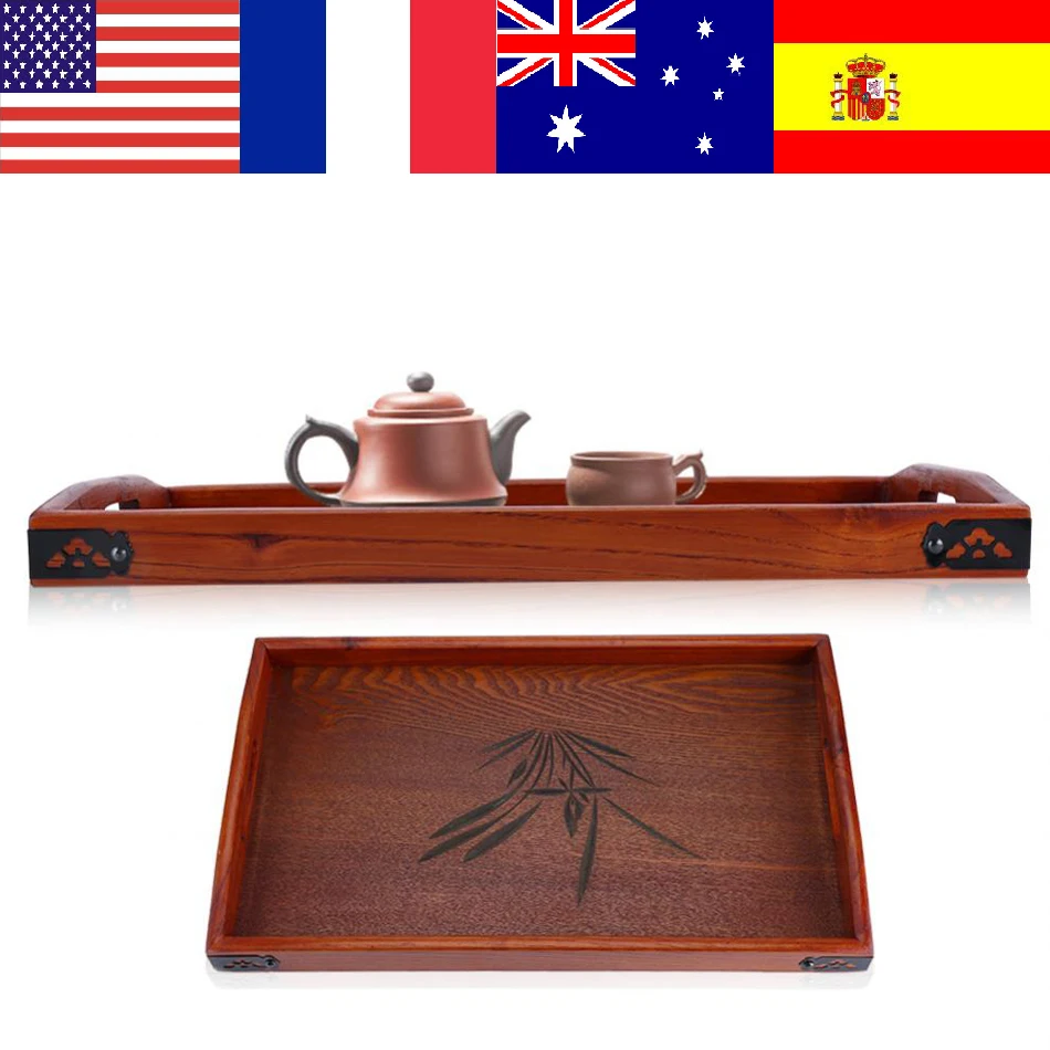 Buy Large Wood Serving Tea Water Drinks Tray Wooden Breakfast Tea Serving Tray