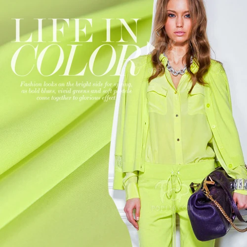 

140cm wide green bright color solid color fashion neon green silk georgette fabric