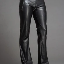 Хит, мужские новые тонкие модные брюки, мужские кожаные брюки с индивидуальным динамиком, большие размеры, мужские кожаные брюки, 29-39