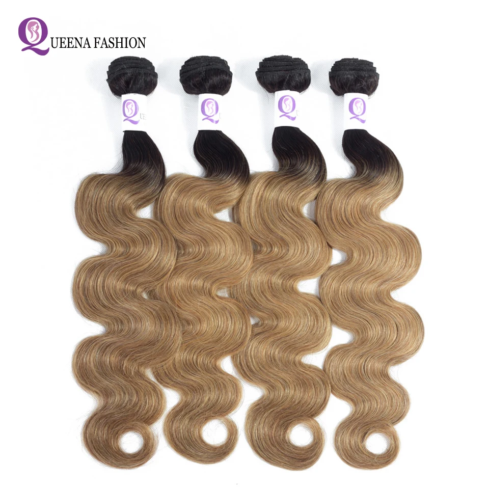 Ombre 4 Bundles Peruvian Hair Extensions 1B/27 1B/30 1B/Burgundy 3 Colors Available Non Remy Body Wave Human | Шиньоны и парики