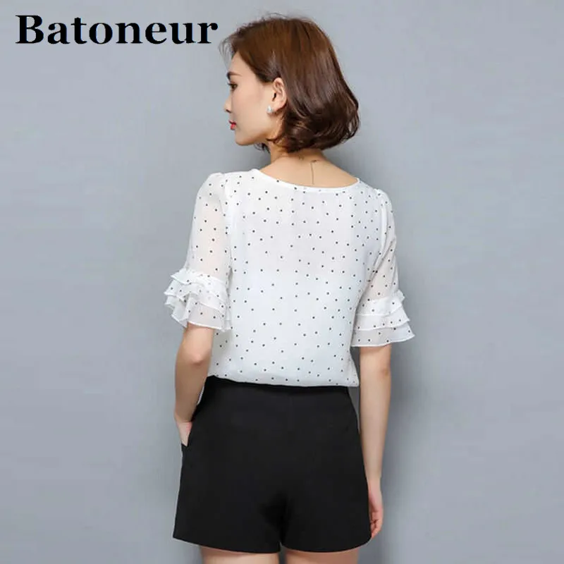 2018-Women-Short-Sleeve-Ciffon-Blouse-Fashion-Casual-Shirts-Loose-Tops-Polka-Dot-O-Neck-Chiffon (4)