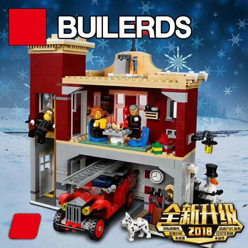 New Creator Set Fire Station Compatible Legoingly Creator Model Building Kit Blocks DIY Bricks Education Toys Christmas Gifrts