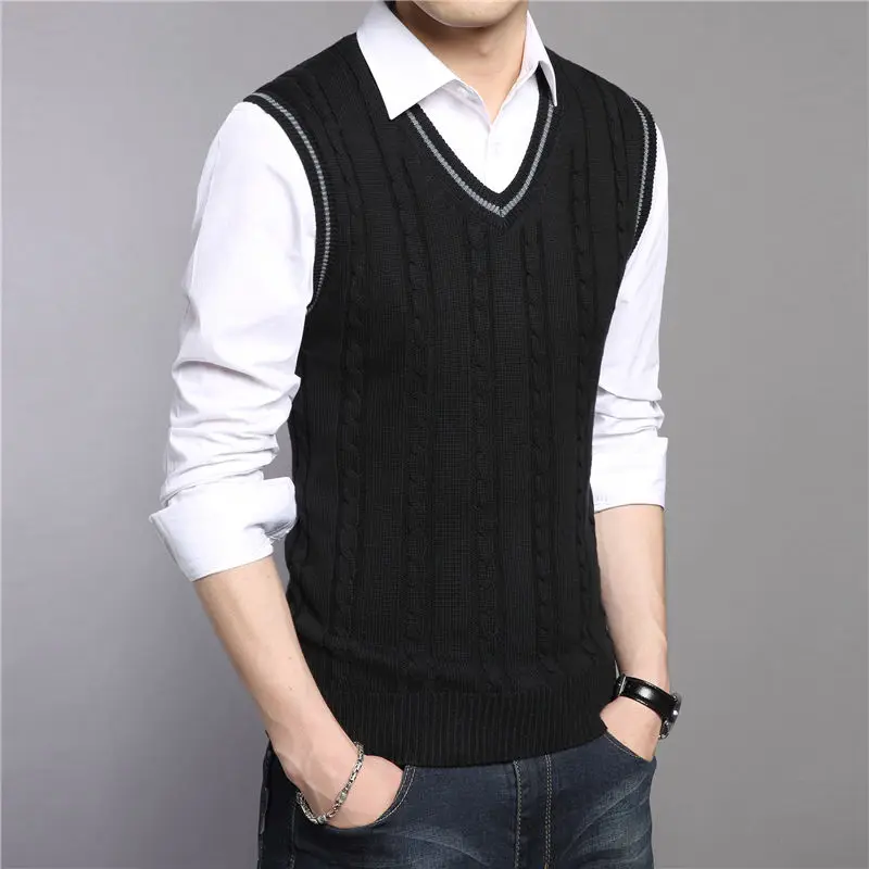 Cncool Wool Vest Men Autumn Winter New Classic V-neck Sleeveless Sweater Men Cotton Knitwear Pull Men Brand Clothing Cncool Wool Vest Men Autumn Winter New Classic V-neck Sleeveless Sweater Men Cotton Knitwear Pull Men Brand Clothing
