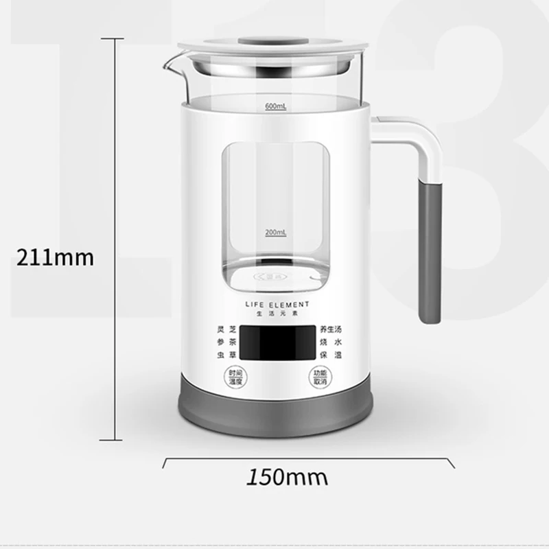 600 мл мини многофункциональный электрический чайник сохранения здоровья горшок Стекло вареные Чай горшок для горячей воды теплый чайник 220V