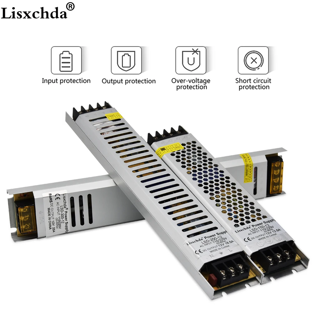AC110 240V DC12V100W 150W 200W300W трансформатор освещения светодиодный драйвер ультратонкий