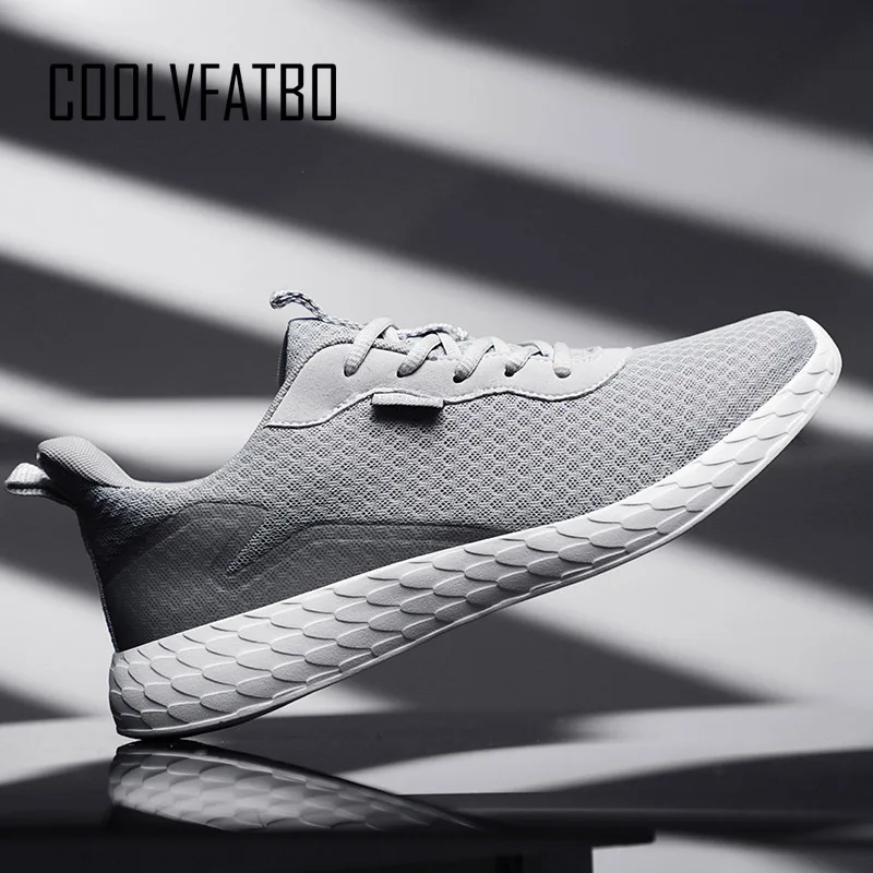 

COOLVFATBO Brand Shoes Men Casual Breathable Lace-Up Walking Footwear Comfortable Lightweight Mesh Sneakers Men Shoes Black