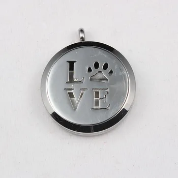 

10PCS Stainless Steel LOVE Dog Paw Essential Oil Diffuser Locket Pendant