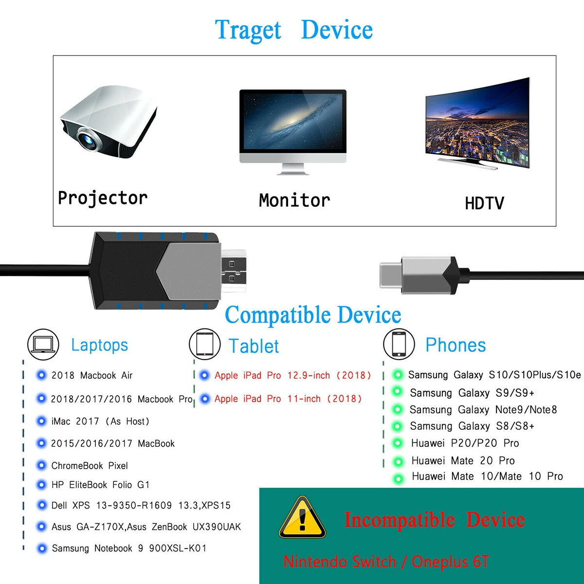 SOONHUA 4K USB Type C к HDMI HDTV AV ТВ кабель Адаптер DP Alt режим для ноутбука смартфона широко