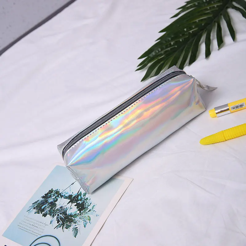 Голографический переливающийся лазерный чехол-карандаш для девочек и мальчиков, школьные принадлежности из искусственной кожи, канцелярские принадлежности, подарок, школьный милый пенал, сумка для карандашей