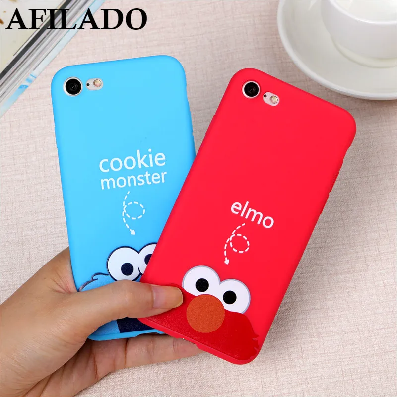 Мода милый мультфильм COOKIE Элмо Мягкие TPU Тонкий задняя крышка для iPhone 7 8 плюс
