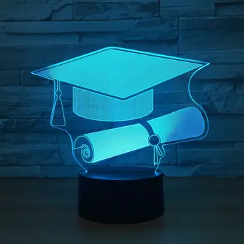 

Touch Switch Doctor Cap 3D Light LED Nightlight Lamp 7 Color Changing USB Table Desk Lamp as Memorial Gift For Graduate Student