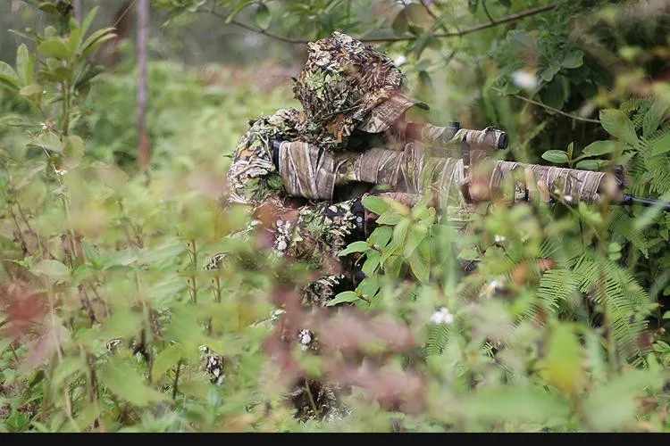 Снайпер CS Bionic Камуфляж пончо для мужчин 3D Кленовый лист камуфляж пончо ghillie Костюмы джунгли лесной охотничья одежда наблюдение за птицами