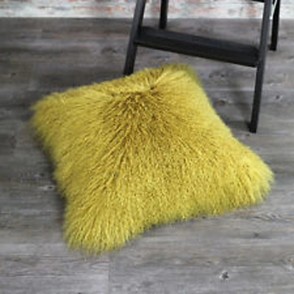 yellow fur pillow