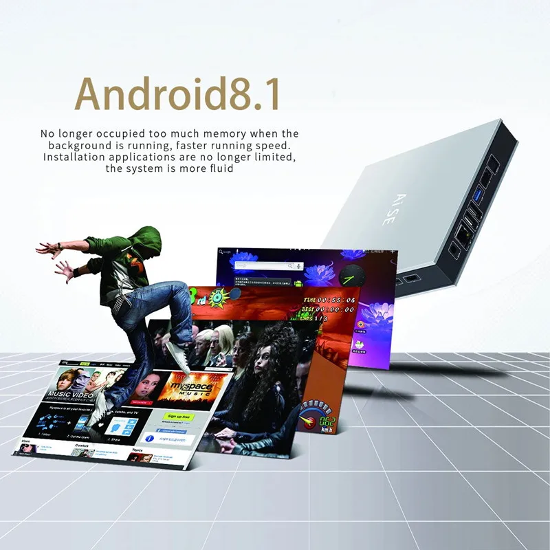 Смарт ТВ игровая приставка Ai Se Android 8,1 приставка ТВ Rockchip 3399 ТВ приставка 4 Гб DDR4 64 Гб 5G wifi BT4.0 H.265 с игровым геймпадом приставка