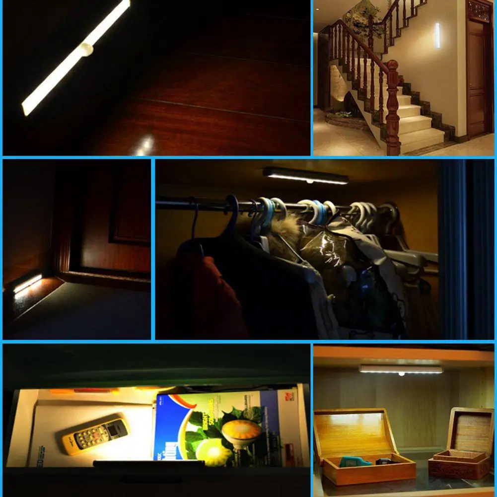 Litake 10 LED البسيطة مستشعر حركة لاسلكي ليلة ضوء مصباح الخزانة AAA بطارية المنزل الإضاءة ل تحت خزائن المطبخ 10LED