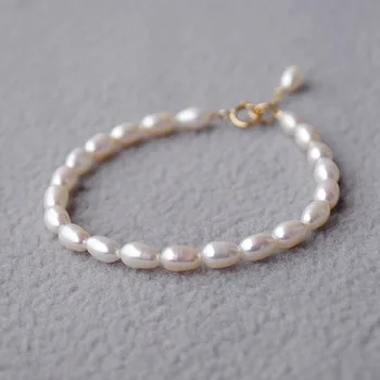 

Lii Ji Natrual AA+ Freshwater Pearl 925 sterling silver 18K Gold Anklets Women Gift