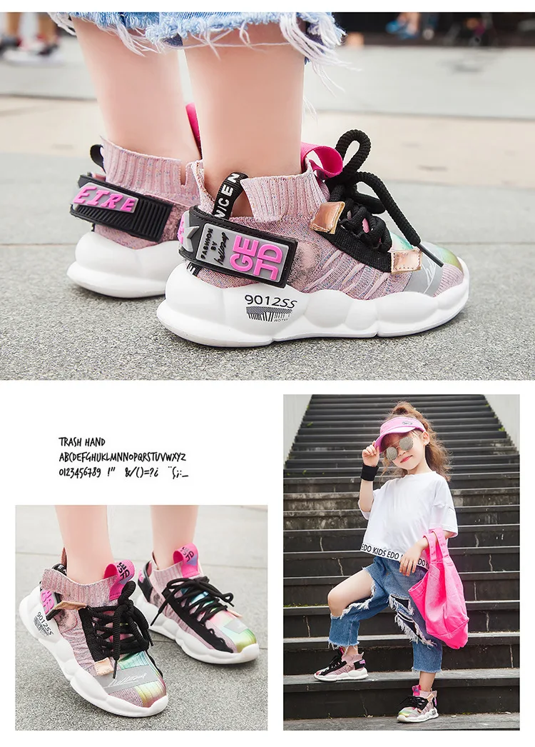 Весенне-Осенняя детская обувь; коллекция 2019 года; модные сетчатые Повседневные детские кроссовки для мальчиков и девочек; дышащая