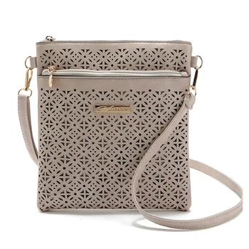 

FGGS Hot Small women messenger PU hollow out shoulder crossbody handbags ladies handbag and purses Gray bolsas feminina