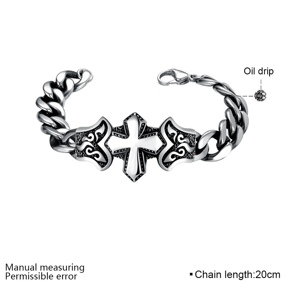 Beste Freunde Geschenk Gothic Kreuz Jesus Edelstahl Erklärung Armbänder Jungen Charme Handgefertigte Kette Schmuck Blume Muster Armreif