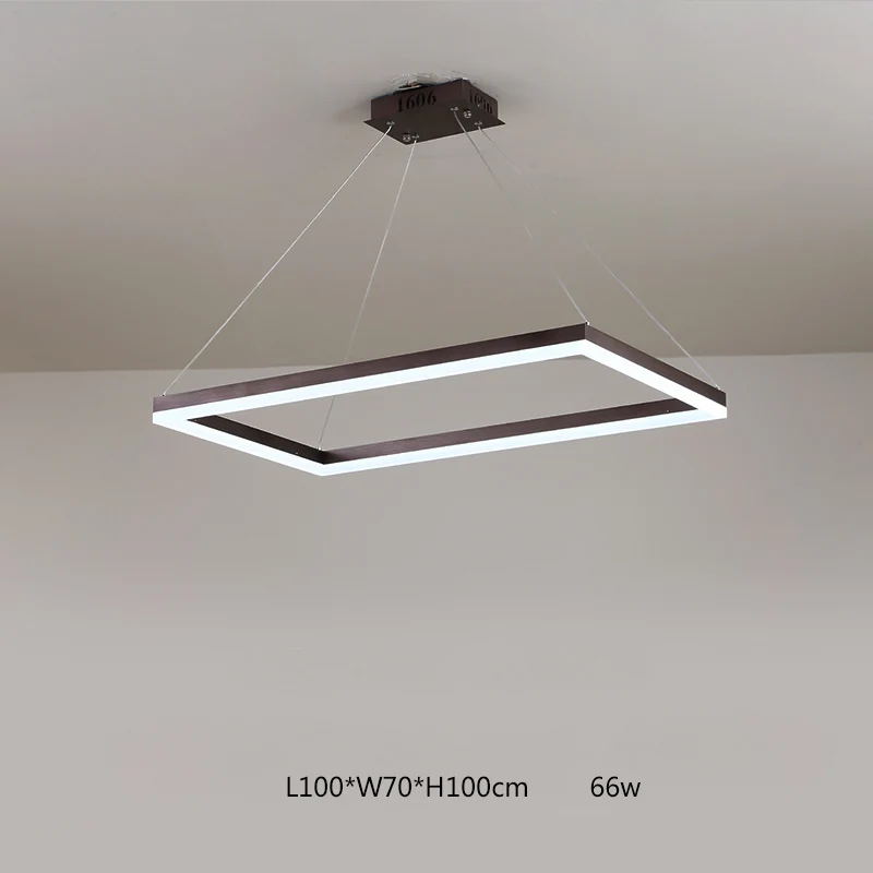 1 ring 100x70 Современный светодиодный светильник квадратной формы для гостиной, спальни, столовой, матовые алюминиевые люстры, люстры, светильники avize - Цвет абажура: 1 ring 100x70