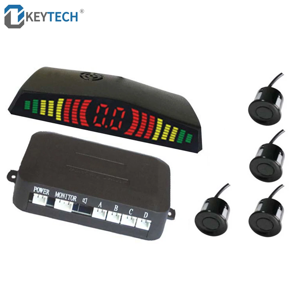 

OkeyTech Car LED Parking Sensor Kit With 4 Sensors Reverse Backup Car Parking Radar Monitor Detector System Backlight Display