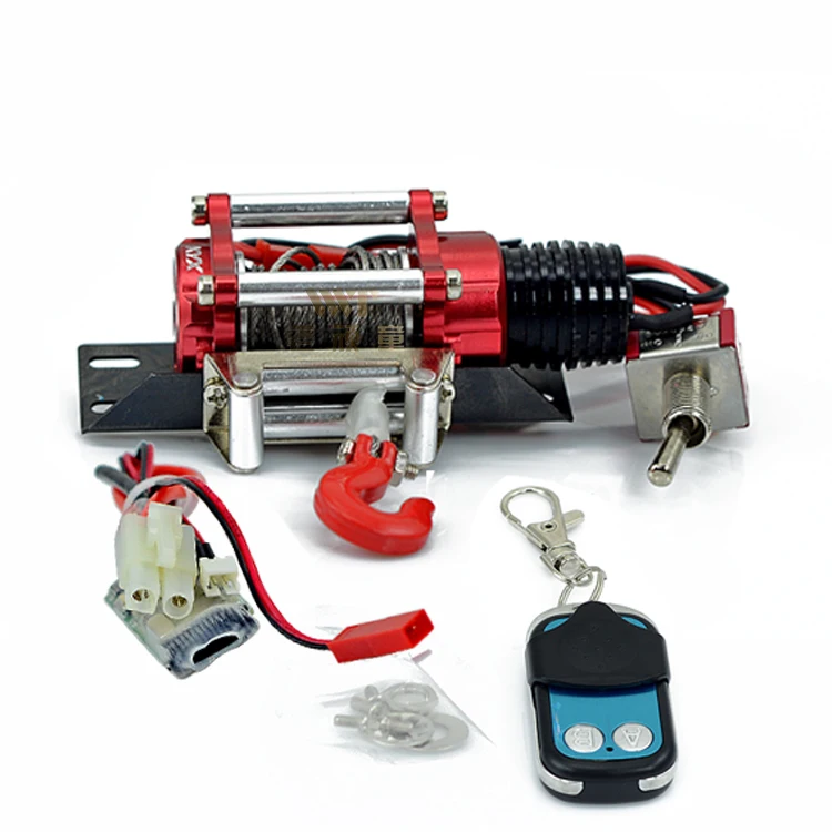 

Simulation 1/10 climbing car aluminum alloy electric hand control winch wire metal hook and remote control device