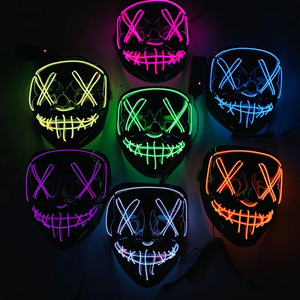 

Halloween Mask The Purge LED Mask Halloween Decoration Light Up Party Masks Cosplay Costume Supplies Glow In Dark