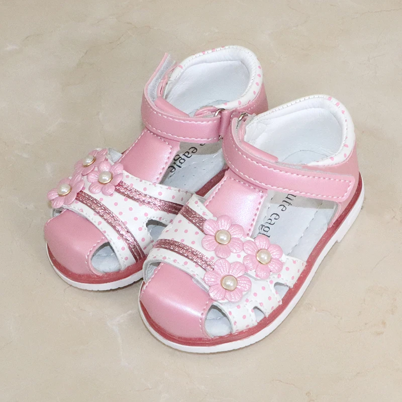 Sandálias de Couro do Plutônio da Criança Sapatos da Menina do Bebê Bonito Águia Verão Meninas Crianças Sapatos Fechados Toe Sandálias Ortopédicas Tamanho 21-26 Novo 2020 24 High Quality Mamãe e Bebê