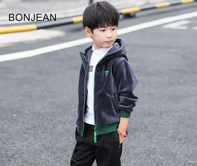

Children's clothing jackets 2018 autumn and winter new plus velvet thickening Korean tide boy big boy n8942 COAT