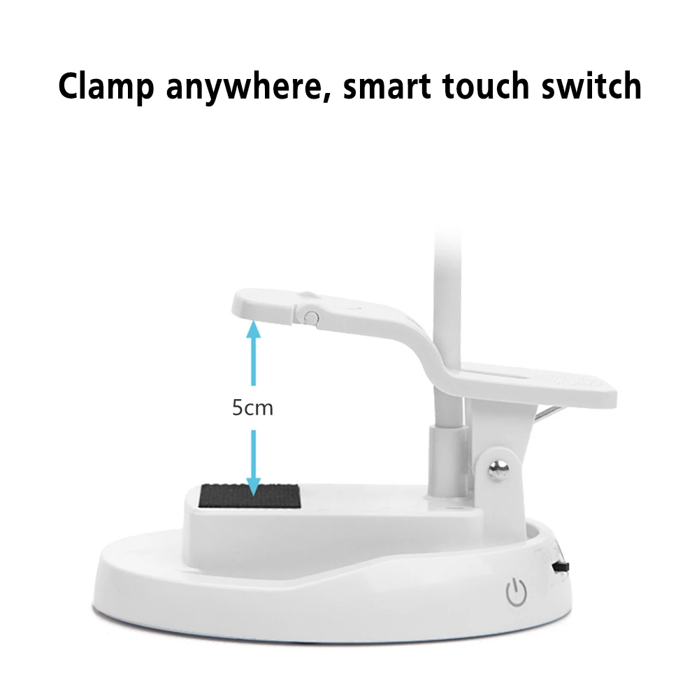 3 в 1 светодиодный настольный светильник с зажимом, 1500 мА/ч, заряжаемый от USB, зеркало для макияжа, защита глаз, 2 сенсорных переключателя, настольный светильник LAOPAO