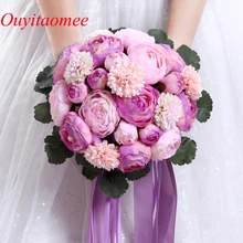 Новые свадебные Букеты Свадебные 24 розовыми цветами ручной работы цветок свадьбу Подарки Свадебные аксессуары цветы с лентой