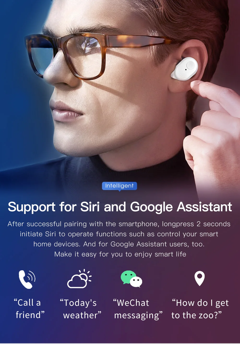 Беспроводная мини гарнитура A7 TWS Bluetooth V5.0 бинауральная стереогарнитура с