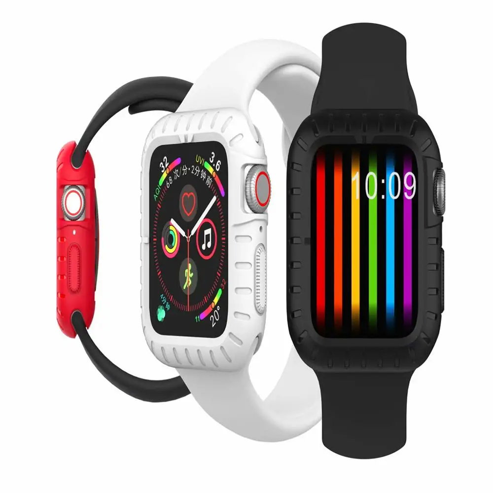 Мягкий силиконовый чехол для Apple Watch Band 4 гибкий защитный Iwatch 40 мм/44 мм резиновый
