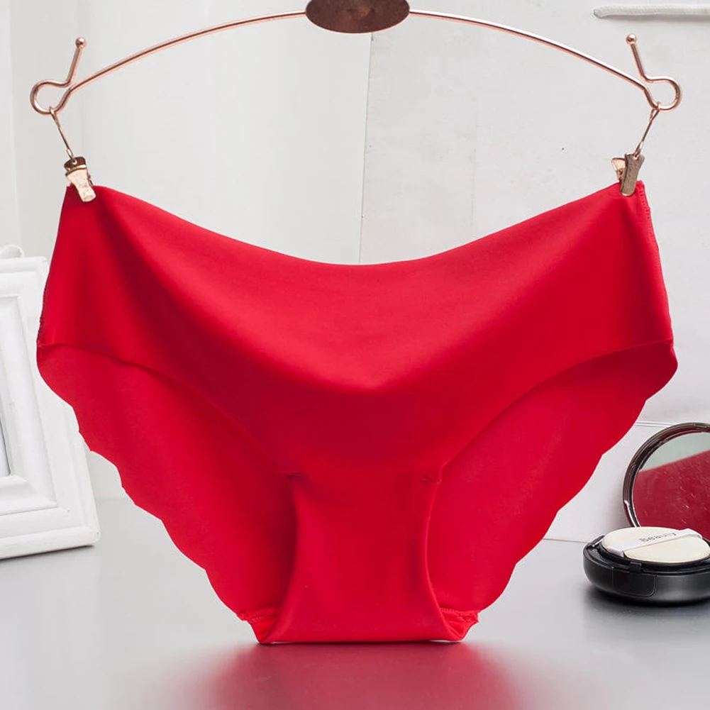 

Women's Ice Silk Panties Female Breathable Briefs Sexy Seamless Edge Underwear Women Cotton Crotch Lingerie Intimates