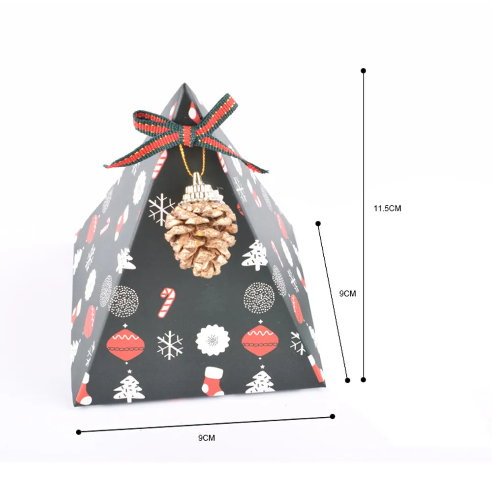 50 шт. Рождественская коробка для конфет, бумажные подарочные пакеты, подарочные коробки с лентами, рождественские, новогодние, вечерние, украшения