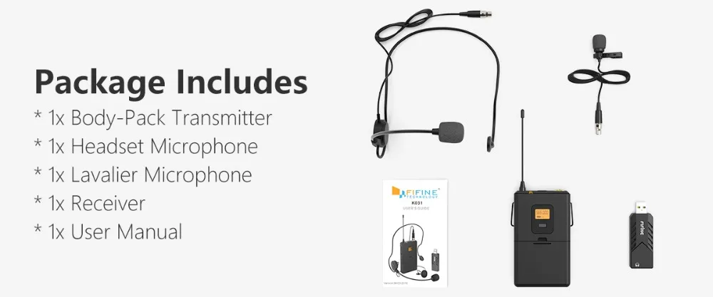 Fifine microfone sem fio para computador e mac