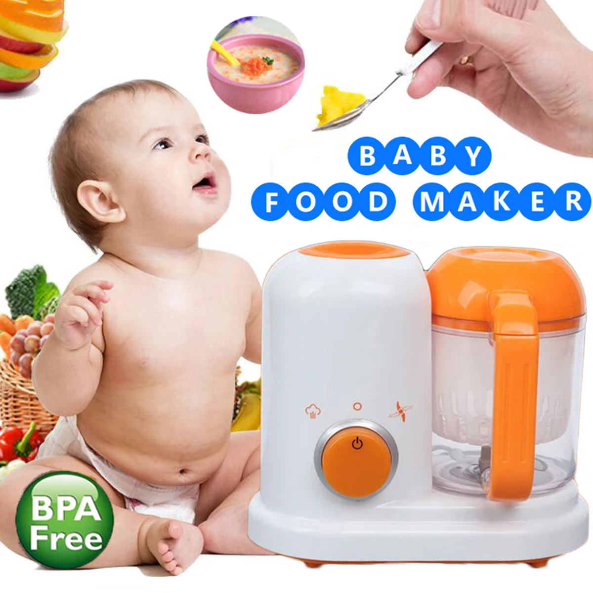 

Electric Baby Food Maker Toddler Blenders Steamer Processor BPA Free All In One Food-Graded PP EU AC 200-250V Steam Food Safe