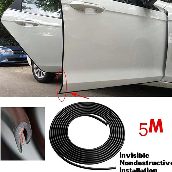 EDFY-16FT/5M Black Moulding Trim Rubber Strip Car Door Scratch Protector Edge Guard