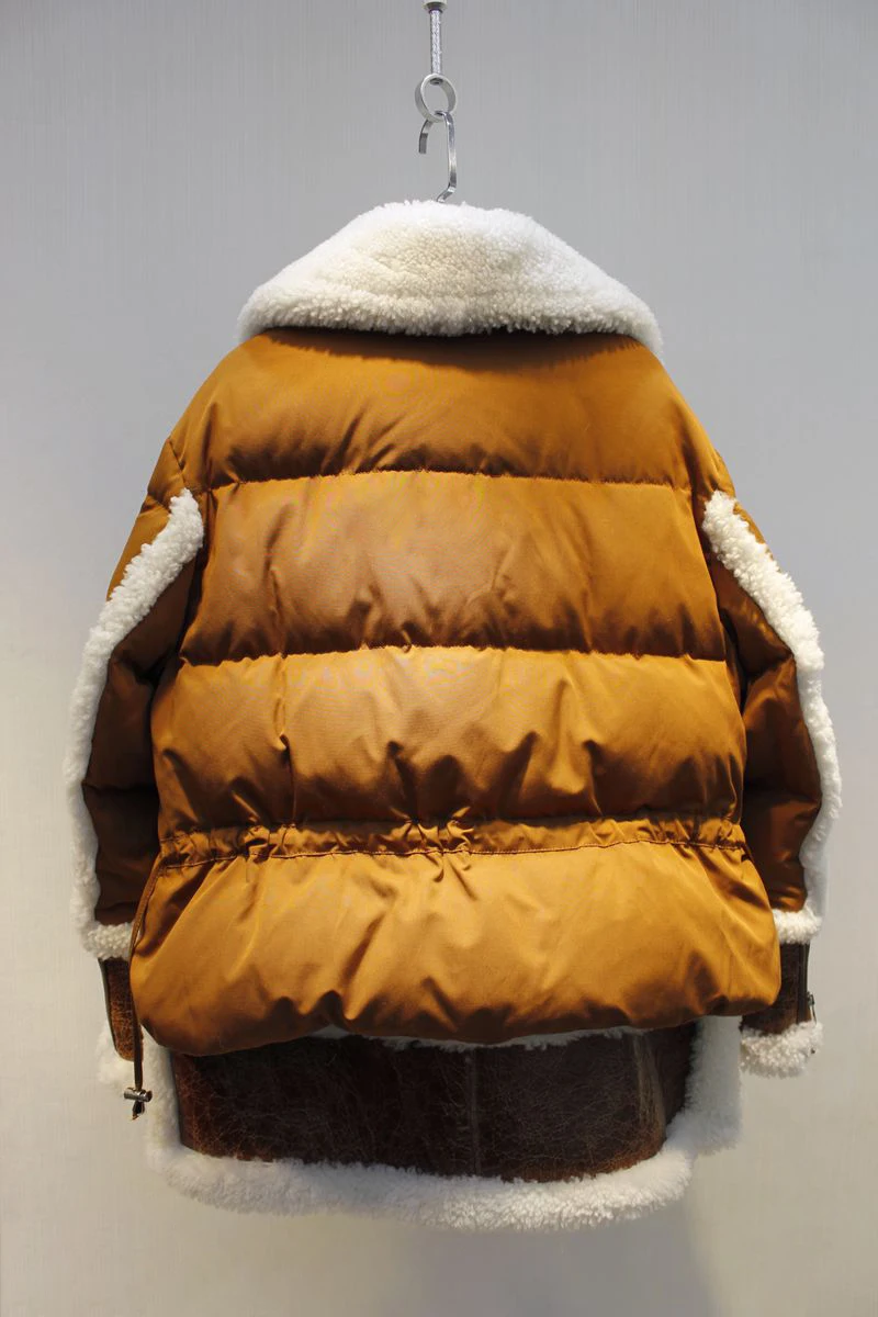 Femmes Manteau Sur Spliced Biker Veste Canard Et Craquelure 2018 Moto Duvet Taille De Mode Surface Blanc Moutons La Lâche D'hiver Fourrure Livraison pwgTqdB
