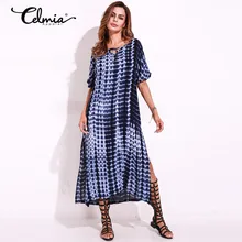 2018 длинное пляжное летнее платье Boho сбоку Разделение сексуальные платья Для женщин короткий рукав галстук с v-образным вырезом Свободные платья макси Vestidos плюс Размеры