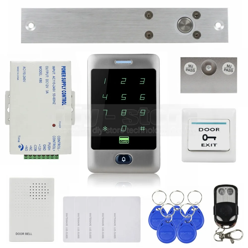 

DIYSECUR 125KHz Reader Password Keypad + Electric Bolt Lock + Door Bell + Remote Control Door Access Control Security System