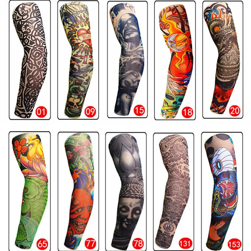 Fashion 19 Styles Tattoo Sleeve Men Women Outdoor Sport Uv Arm Hand