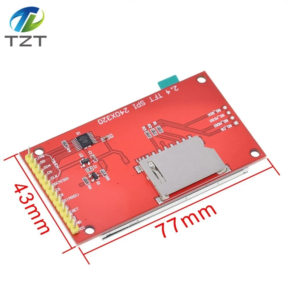 Модуль последовательного порта ЖК 2 4 дюйма 240x320 SPI TFT + адаптер PBC Micro SD ILI9341 5 В/3 3 В