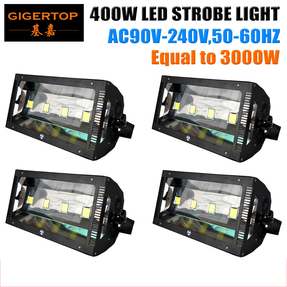 

Freeshipping 4XLOT 4*100W COB Led Strobe Light 400W White Color Adjustable Strobe Effect DMX Control Same Automic 3000W