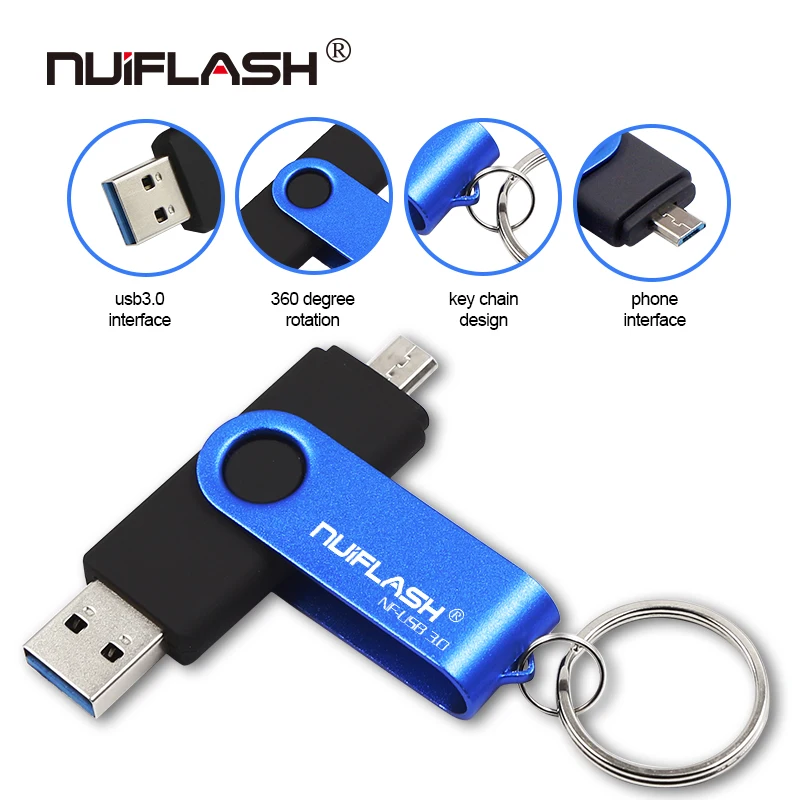 Nuiflash usb 3,0 флеш-накопитель 4 ГБ 8 ГБ 16 ГБ флеш-накопители флешки 32 Гб usb карта памяти 64 Гб OTG металлический usb флеш-накопитель для телефона