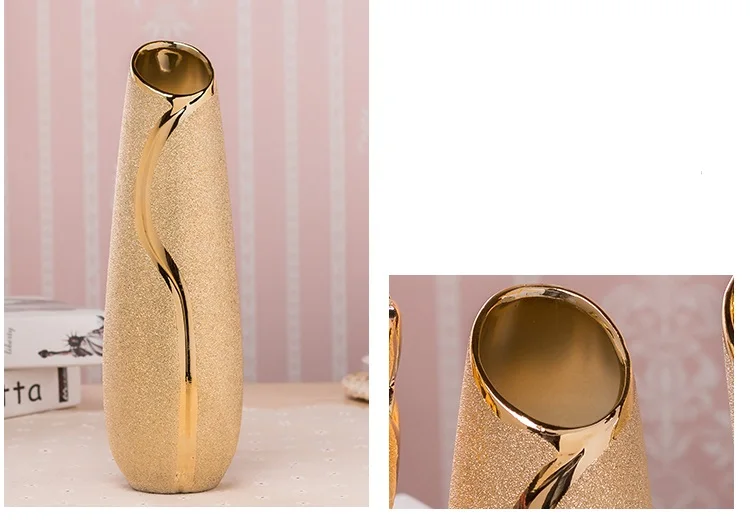 Роскошная Европейская позолоченная керамическая ваза для домашнего декора Креативный дизайн фарфоровая декоративная ваза для цветов для свадебного украшения