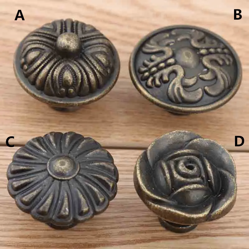 Retro distress creative furniture knobs antique bronze drawer shoe