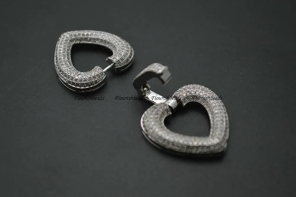 24x48mm Paved CZ Beads Double Heart Shape Necklace Clasps Fashion Jewelry Accessories 5pc per Lot 24x48mm Paved CZ Beads Double Heart Shape Necklace Clasps Fashion Jewelry Accessories 5pc per Lot